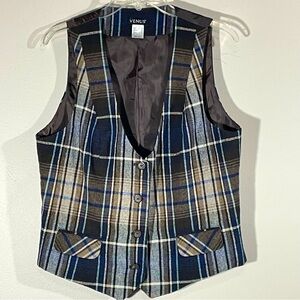 Venus Plaid Wool Blend Vest‎